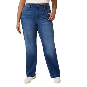 Torrid Womens Wide Leg Crop Jeans Denim Blue Stretch High Rise Size